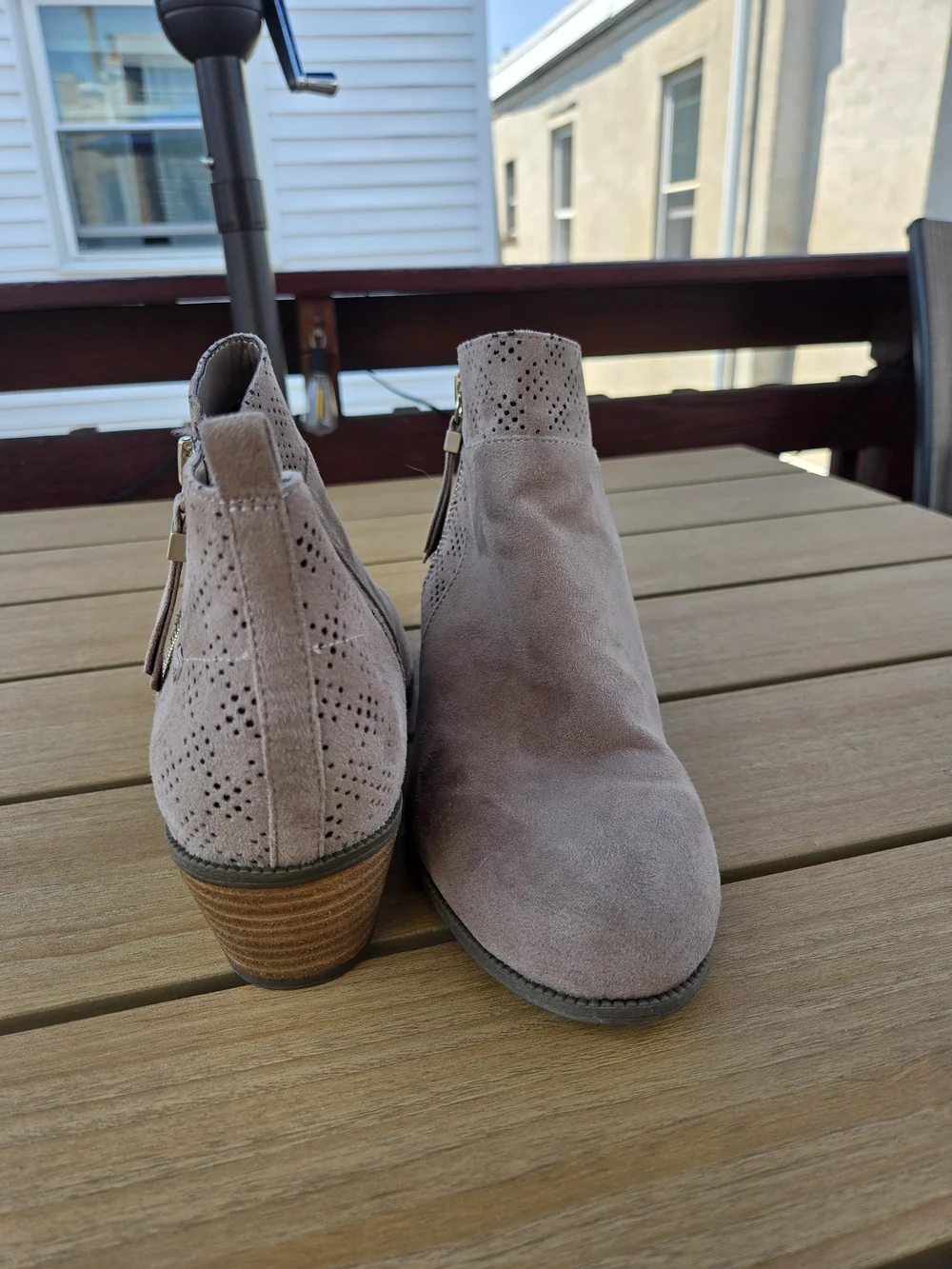 Dr. Scholl's Faux Suede Perforated Ankle Booties with Side Zip - 10